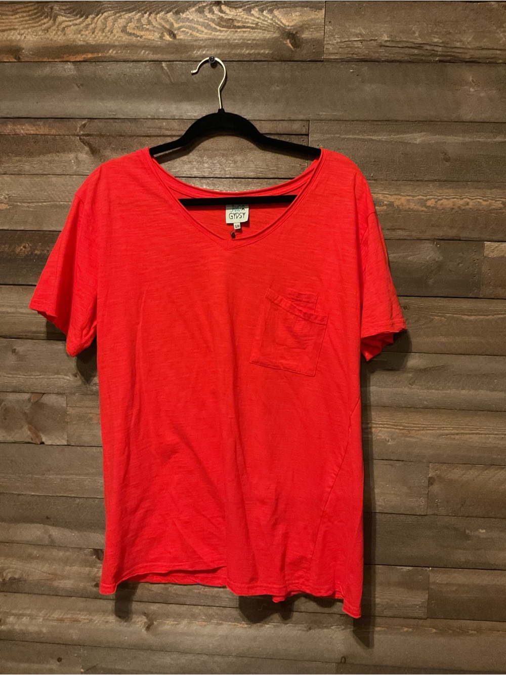 Women’s Jaded Gypsy Moon Dance V-Neck Tee Solid Red Size S/M NWT